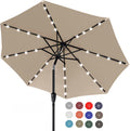 Solar LED Patio Umbrella 9FT with 32 Lights - Khaki