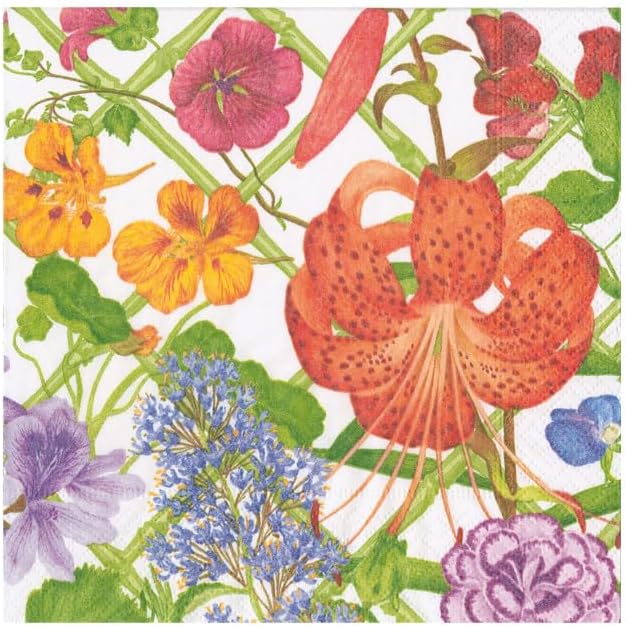 Chic & Stylish - Caspari Floral Trellis Cocktail Napkins (20-Pack)