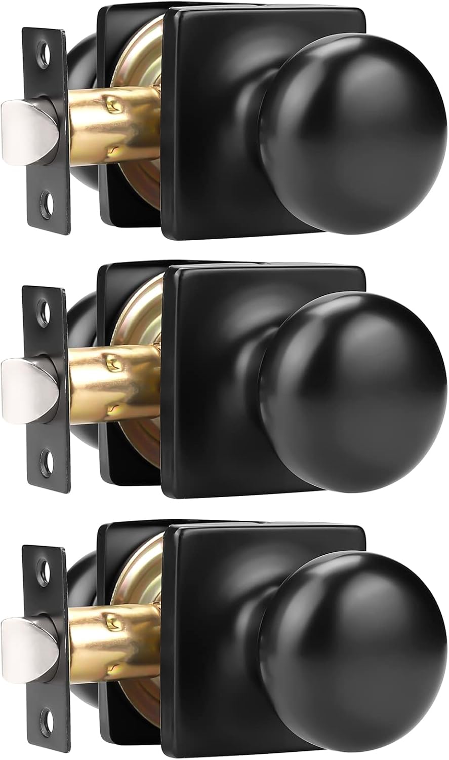 GOBEKOR Keyless Passage Door Knobs in Matte Black Finish