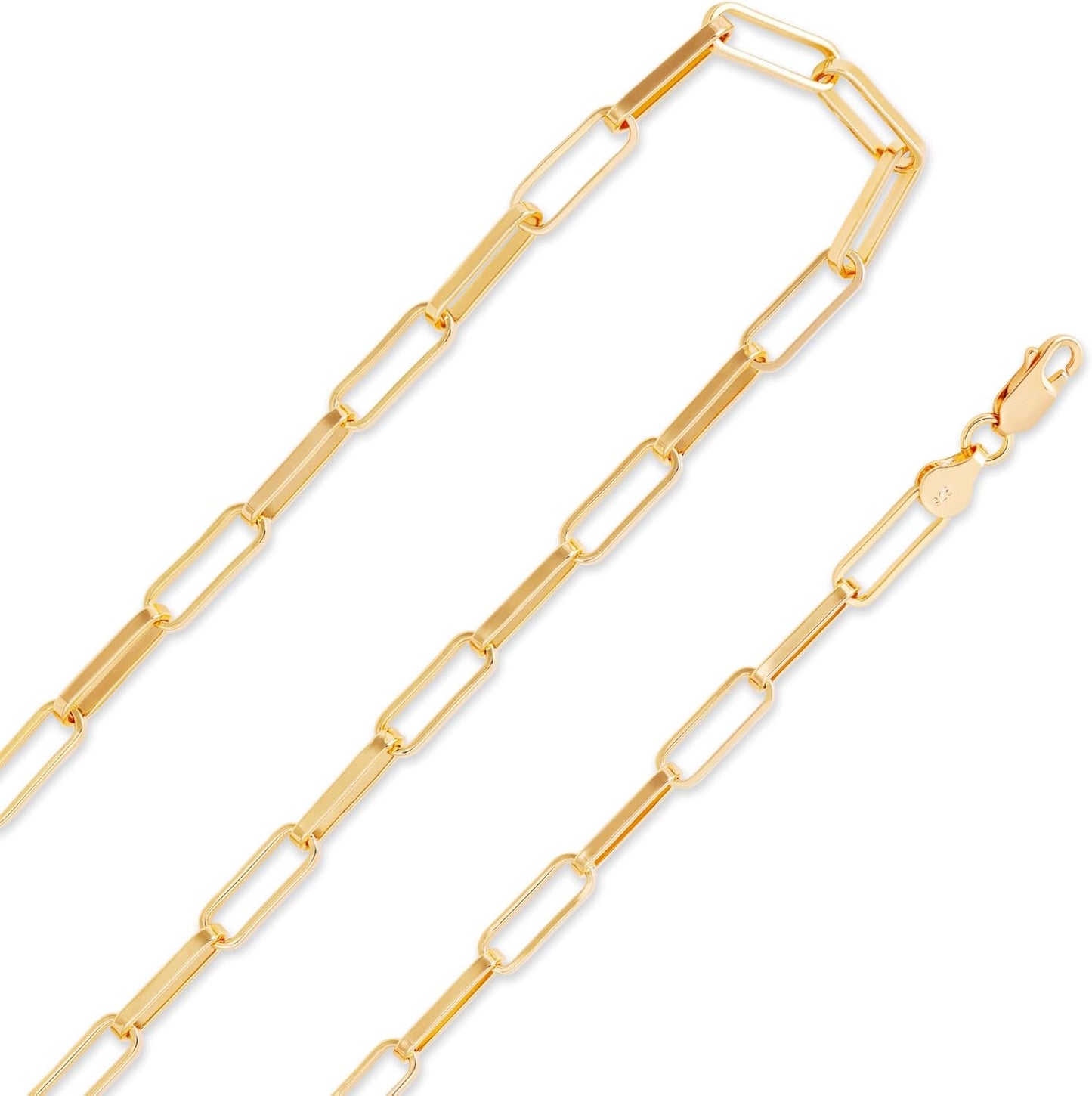 925 Sterling Silver Paperclip Necklace with Lobster Clasp for Women