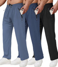 3 Pack Men's Athletic Sweatpants with Zip Pockets - Lightweight