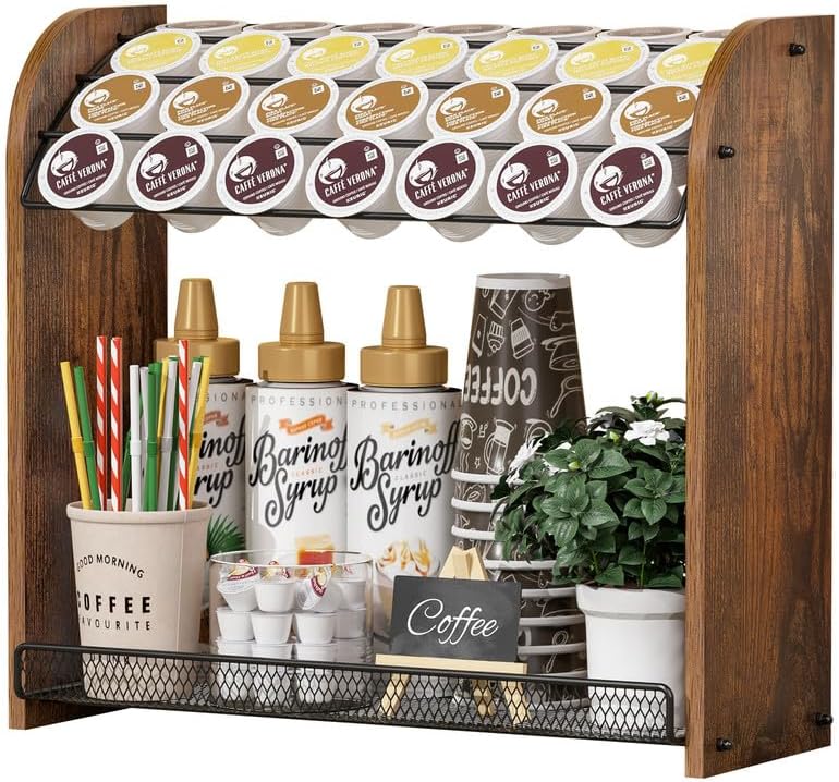 K Cup Holder - 2-Tier Organizer for Coffee Pods and Accessories