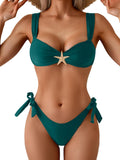 Women's V Neck Lace Up Bikini Set - Supportive Tie Back Swimwear