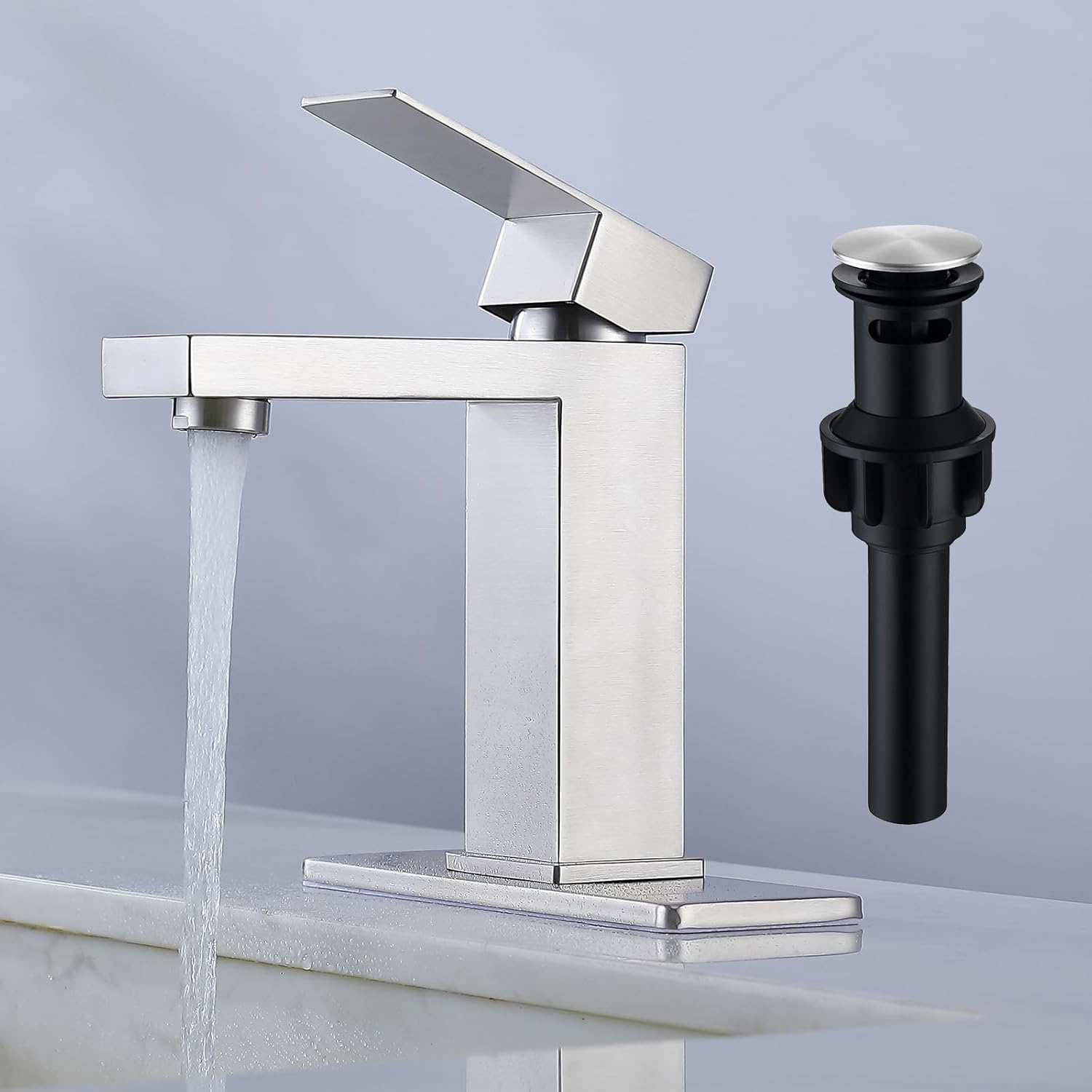 Modern Bathroom Faucet with Pop Up Drain and Overflow Feature