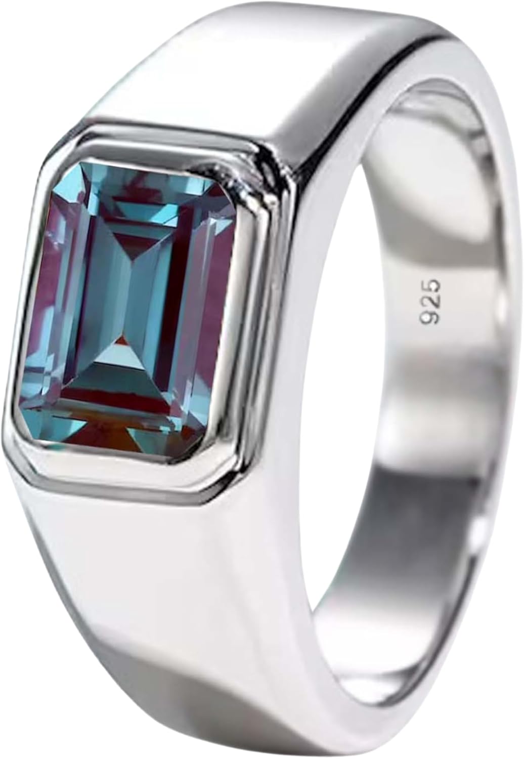 925 Sterling Silver Birthstone Ring for Men - Multicolor Gemstone
