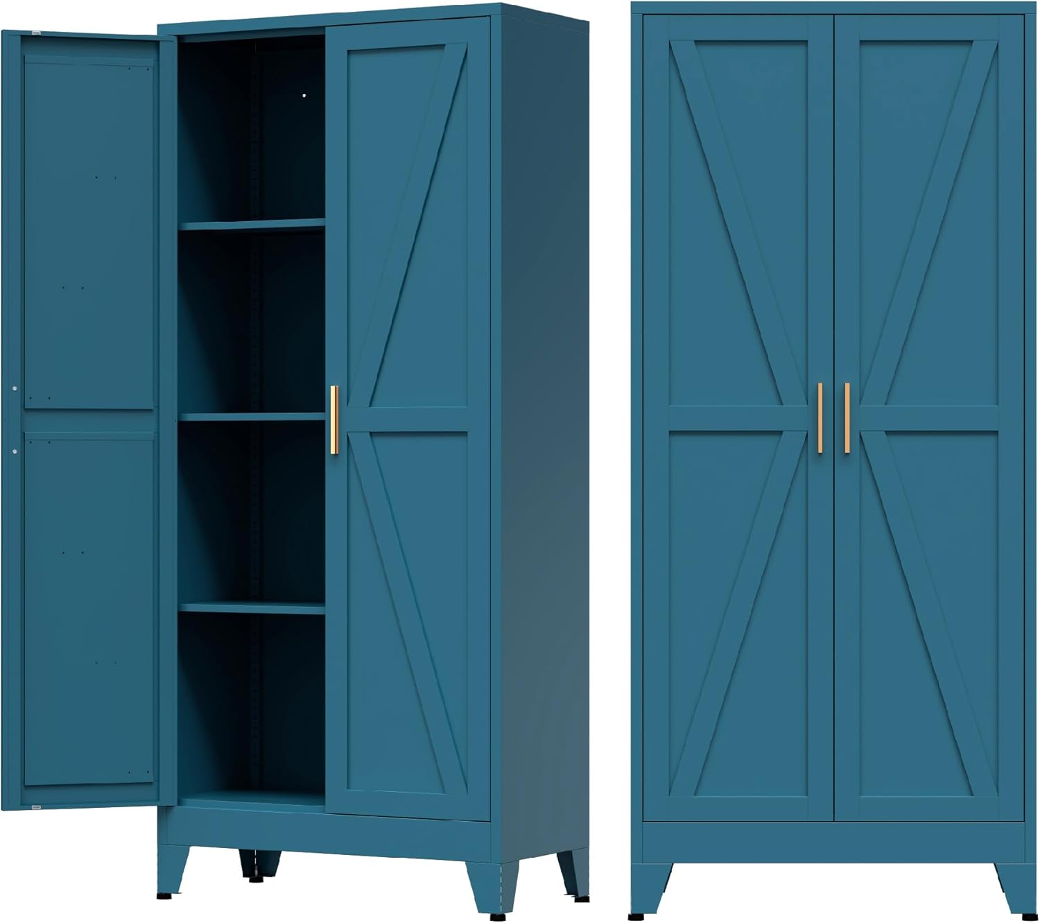 COFaR Home Farmhouse Storage Cabinet with 2 Barn Doors for Style