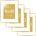 Homeforia 16 x 20 Picture Frame Gold matted to 11 x 14 - Luxe Look