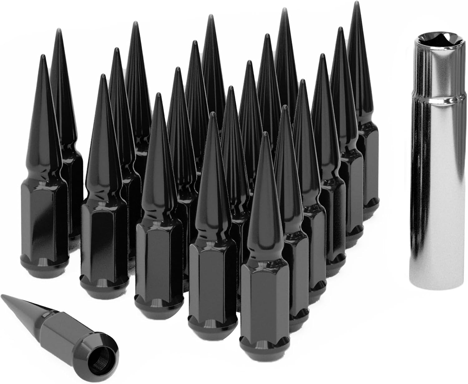 TIROL Black Spike Lug Nuts for Sequoia, Tundra, Silverado