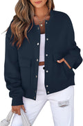 EVALESS Womens Long Sleeve Stand Collar Shacket (Style 28D6)