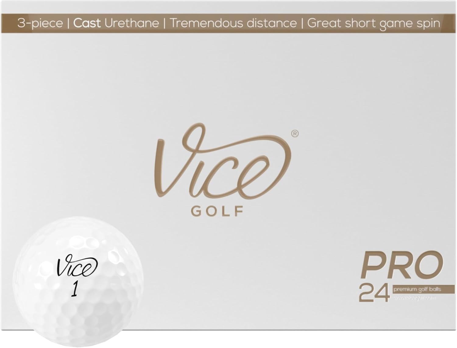 Vice Pro White Golf Balls for Advanced Golfers with Spin Control