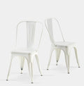 Metal Dining Chairs Set of 2 - Stackable Cloud White, Space-Saving