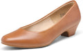 DREAM PAIRS Women's Mila Low Chunky Heel Pump Shoes - Comfortable Walk