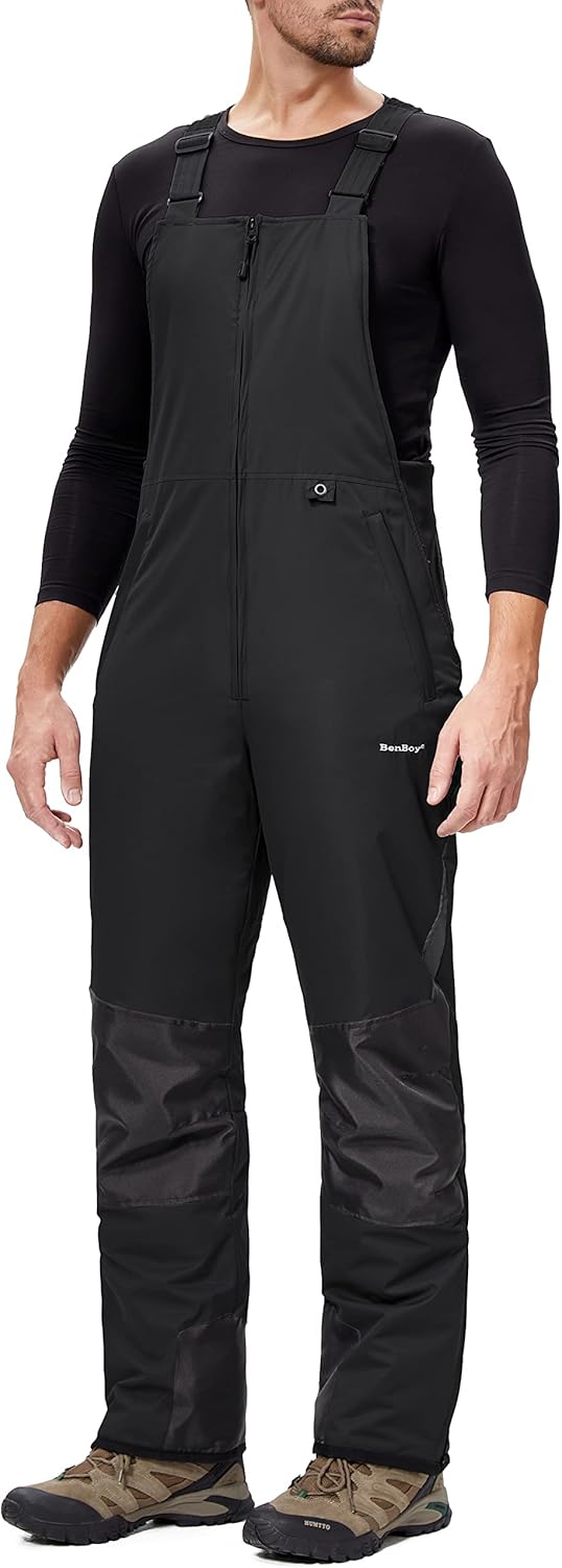 BenBoy Mens Snow Bibs Ski Pants Waterproof Insulated Overalls