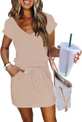 Womens Summer Dress with Tie Front and Lantern Sleeves - Flattering