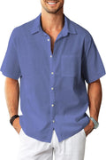 Linen Shirts for Men Casual Cotton Short Sleeve Button Down Breathable