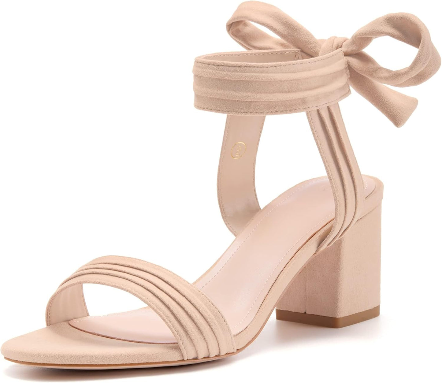 Coutgo Womens Open Toe Ankle Tie Back Chunky Heels Sandals