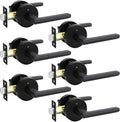 Black Door Handles Interior Matte Black Privacy Lever - 6 Pack