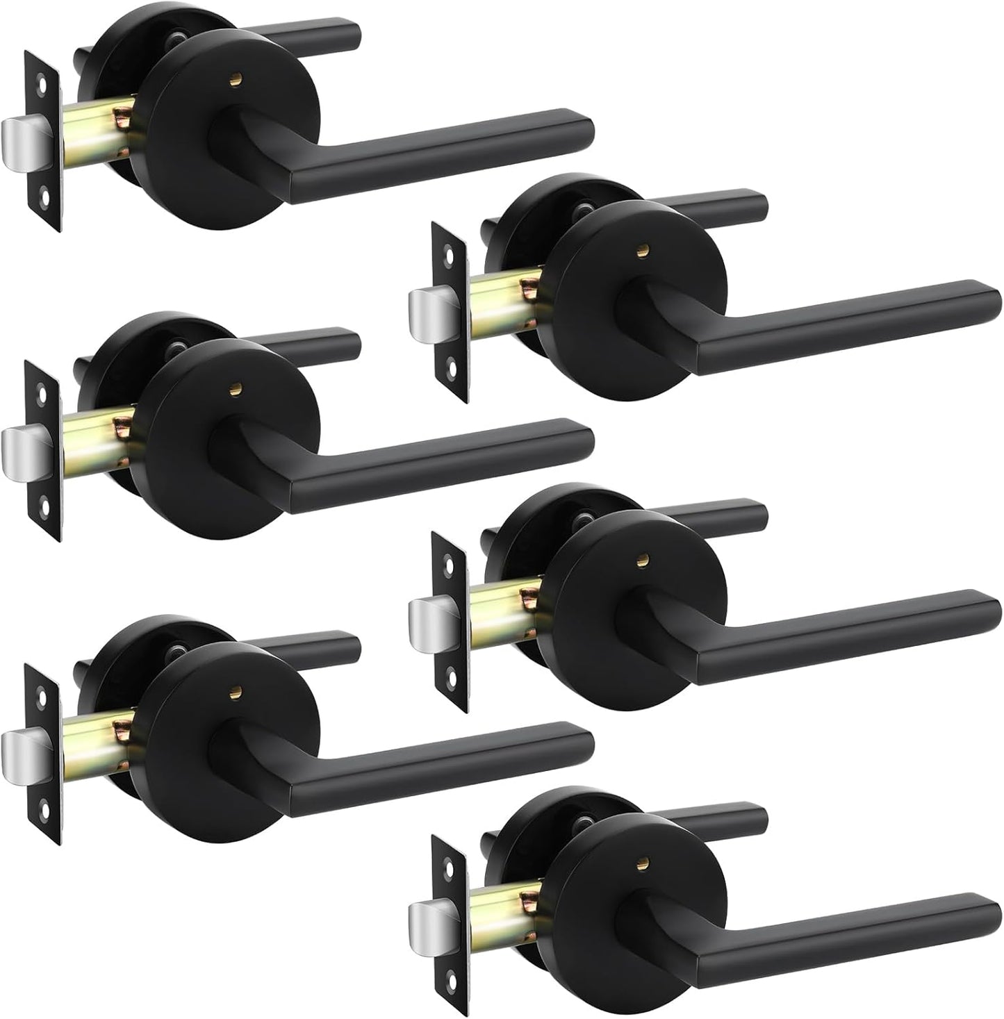 Matte Black Privacy Door Handles for Bedroom and Bathroom Use