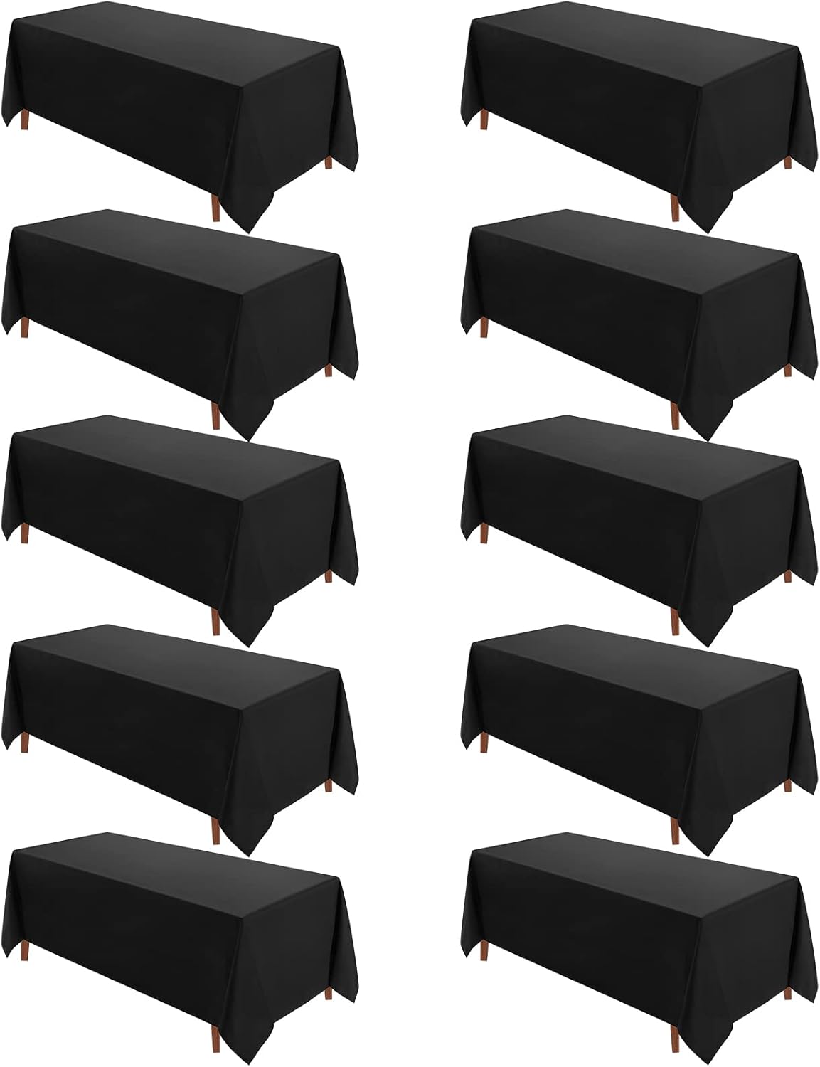 VidaFete 10 Pack 90x132 Inch Black Tablecloth for Events