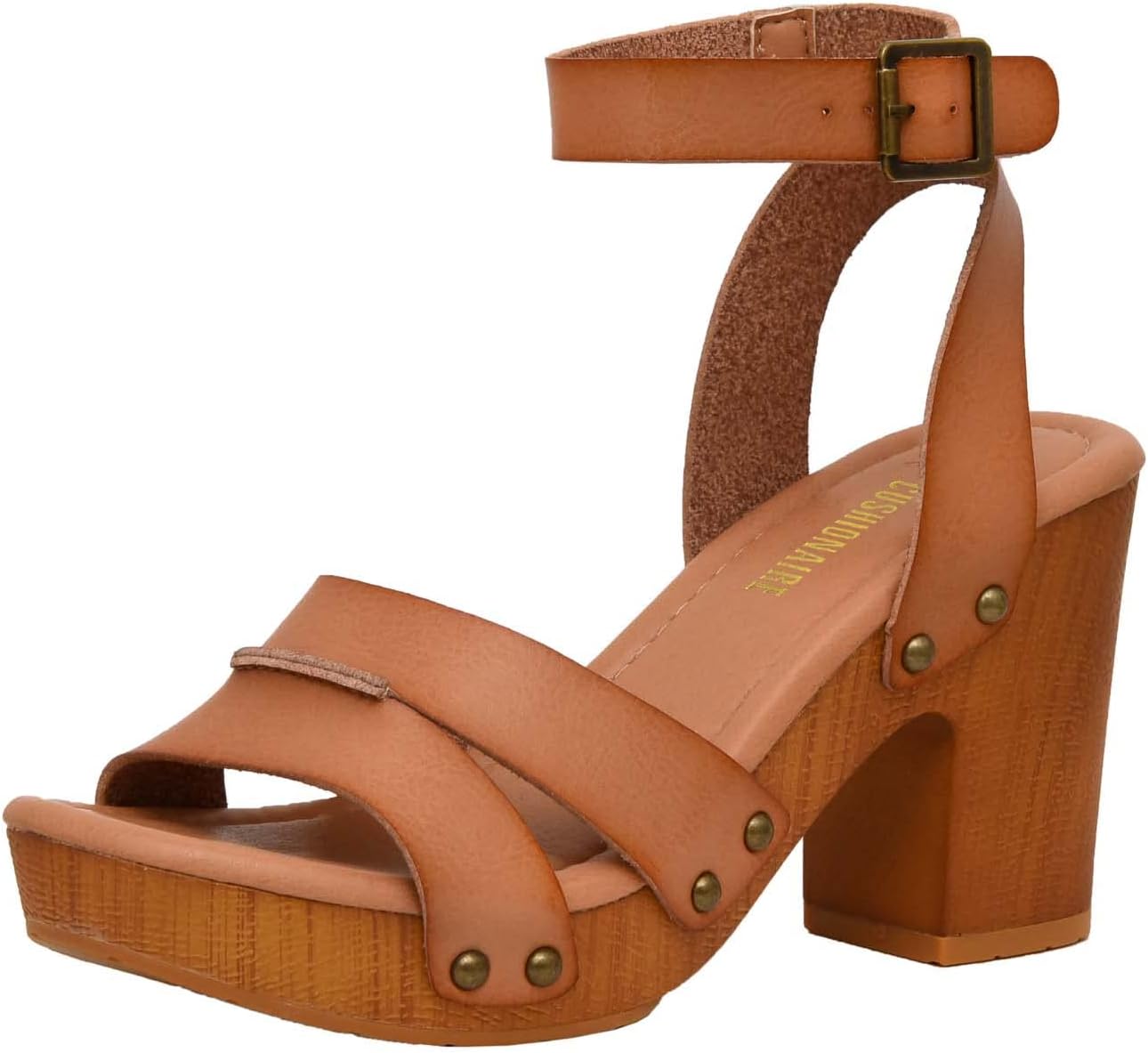 CUSHIONAIRE Women's Sandra Faux Wood Sandal with LiteSole Tech