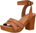 CUSHIONAIRE Women's Sandra Faux Wood Sandal - Comfortable Chunky Heel