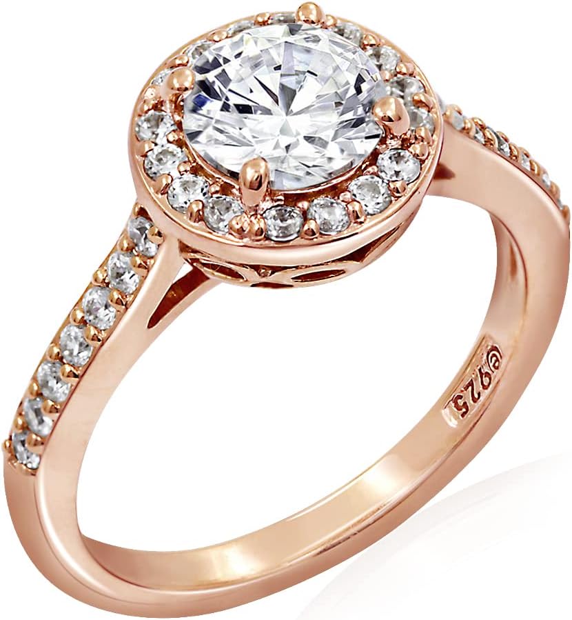 Stunning 18K Gold Plated Sterling Silver Halo Ring for Elegance