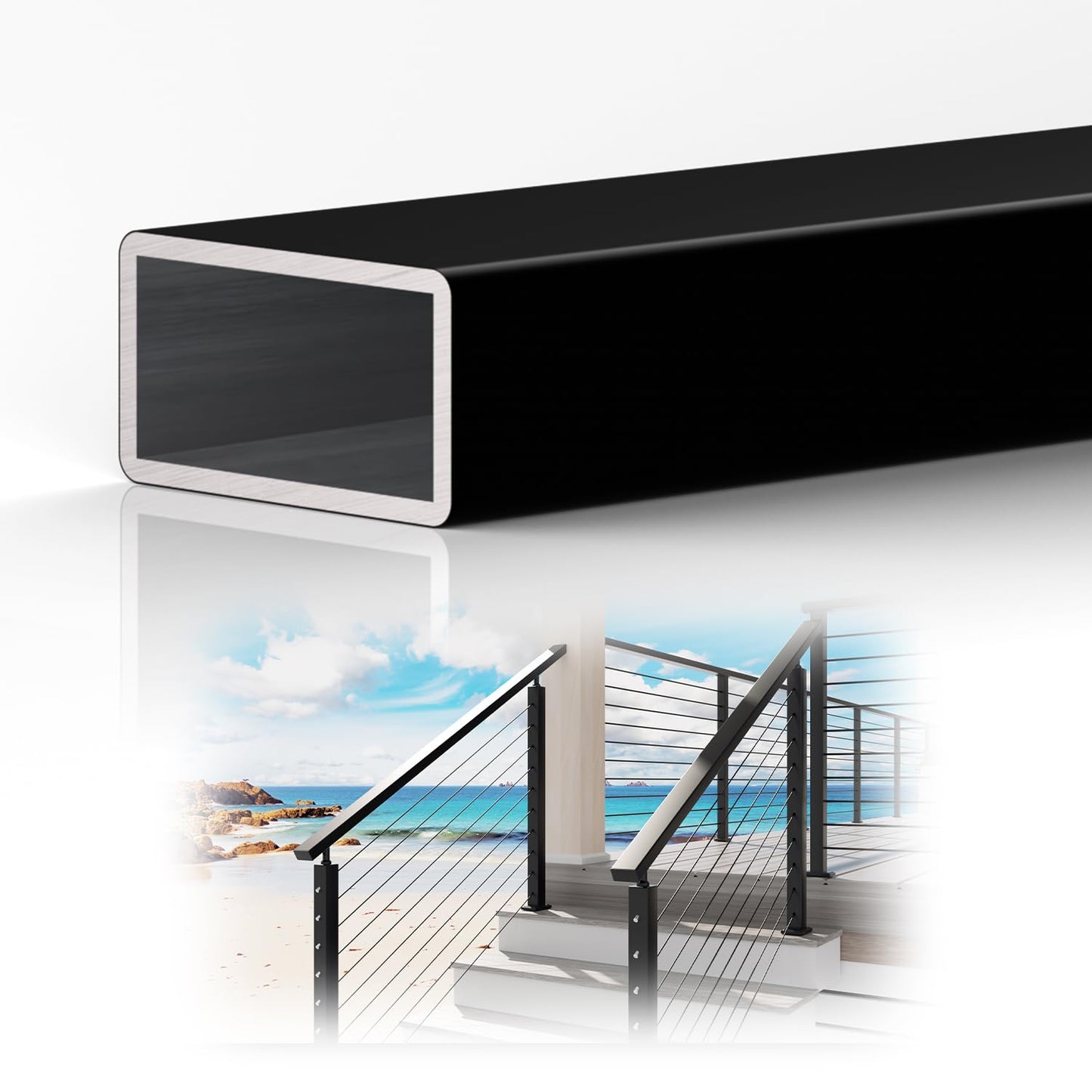 4FT Aluminum Black Handrail for Deck and Stair Railing Projects