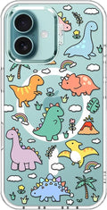 MOSNOVO Case for iPhone 16 Plus - Clear Dinosaur Land, Military-Grade