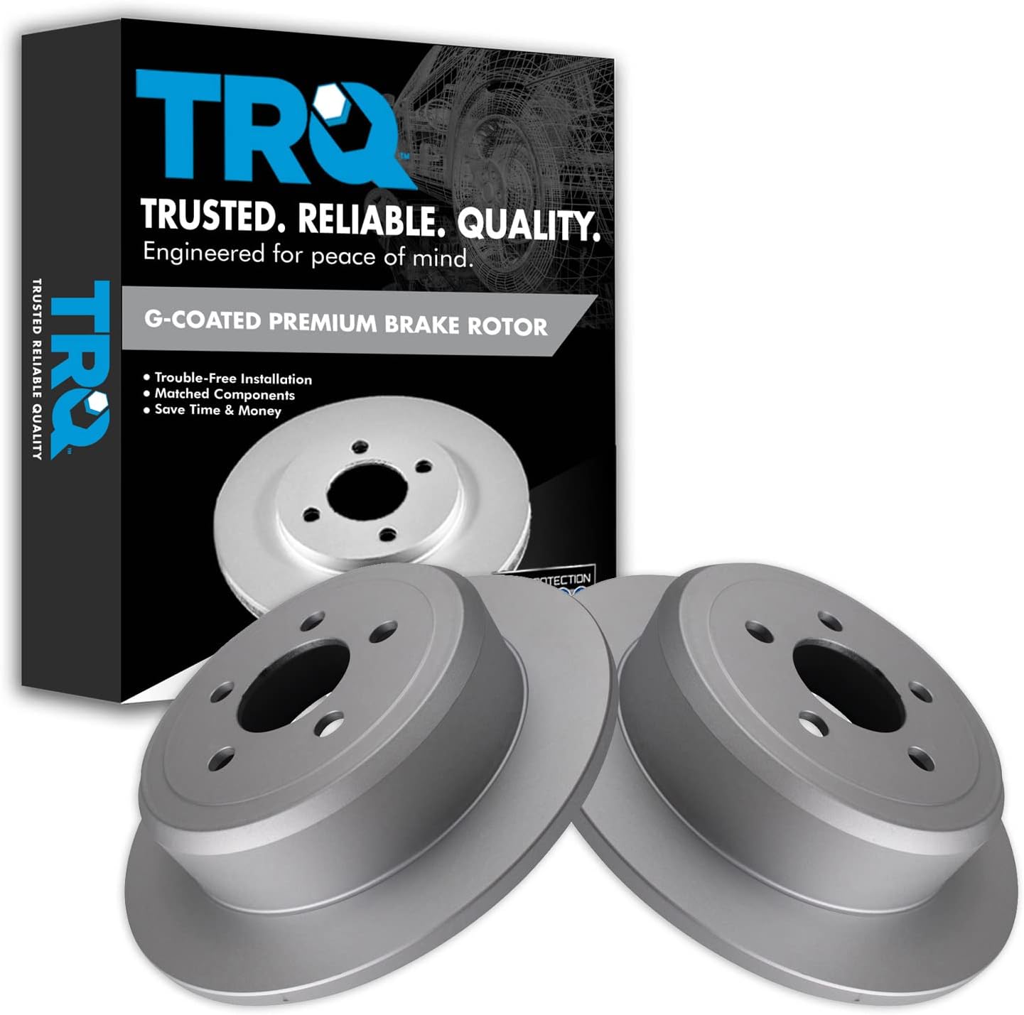 TRQ Rear Brake Rotors Set Solid Premium G-Coated for Dodge Nitro