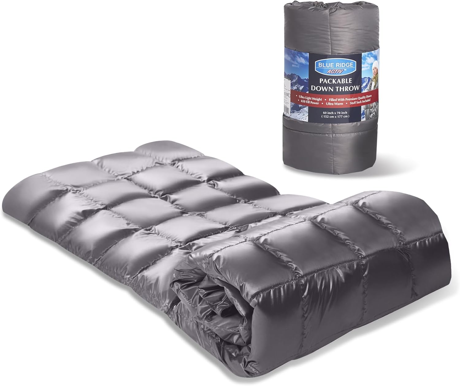 Blue Ridge Packable Down Camping Blanket - Puffy Warmth On-The-Go