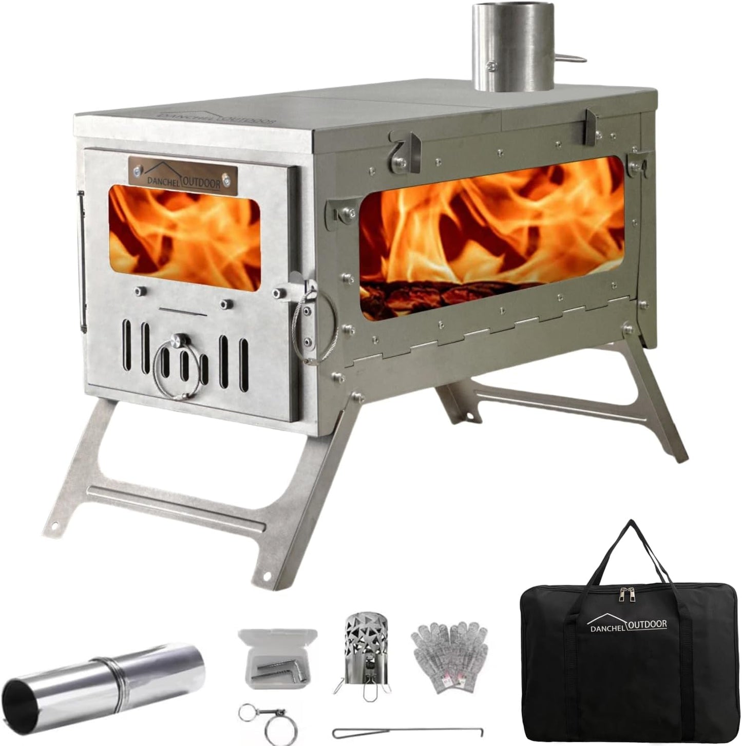DANCHEL OUTDOOR Titanium Tent Stove: Portable Winter Heater