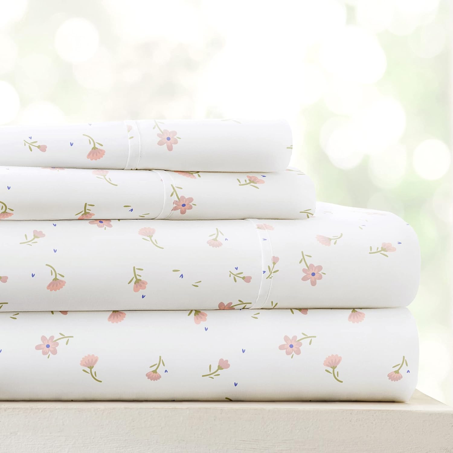 Linen Market Queen Sheet Set - Soft Floral Pink Cooling Sheets