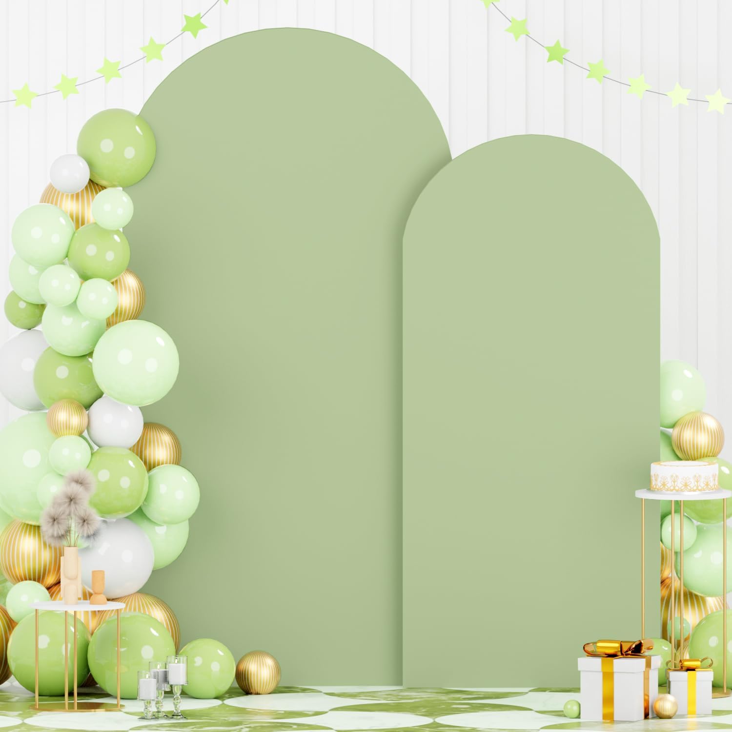 Sage Green Spandex Arch Cover Set for Wedding and Party Decor
