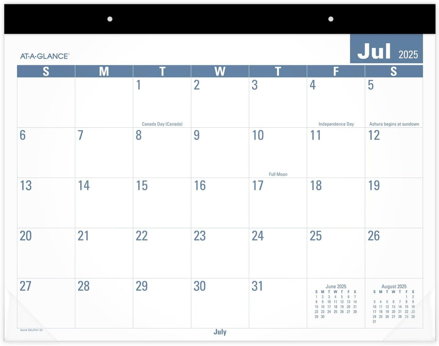 2025-2026 AT-A-GLANCE Academic Desk Calendar: Clear & Spacious Layout!