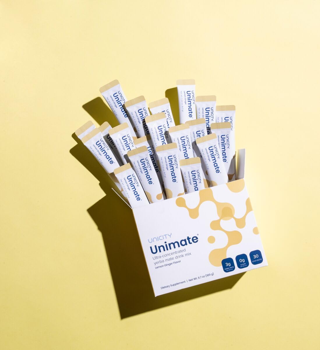 Unicity Unimate Lemon Ginger Stick Packs - Healthy Yerba Mate Drink