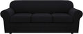 4 Piece Stretch Sofa Covers for 3 Cushion Couch - Large Black Jacquard