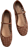 Woven Mesh Ballet Flats for Women Square Toe Mary Jane - Breathable