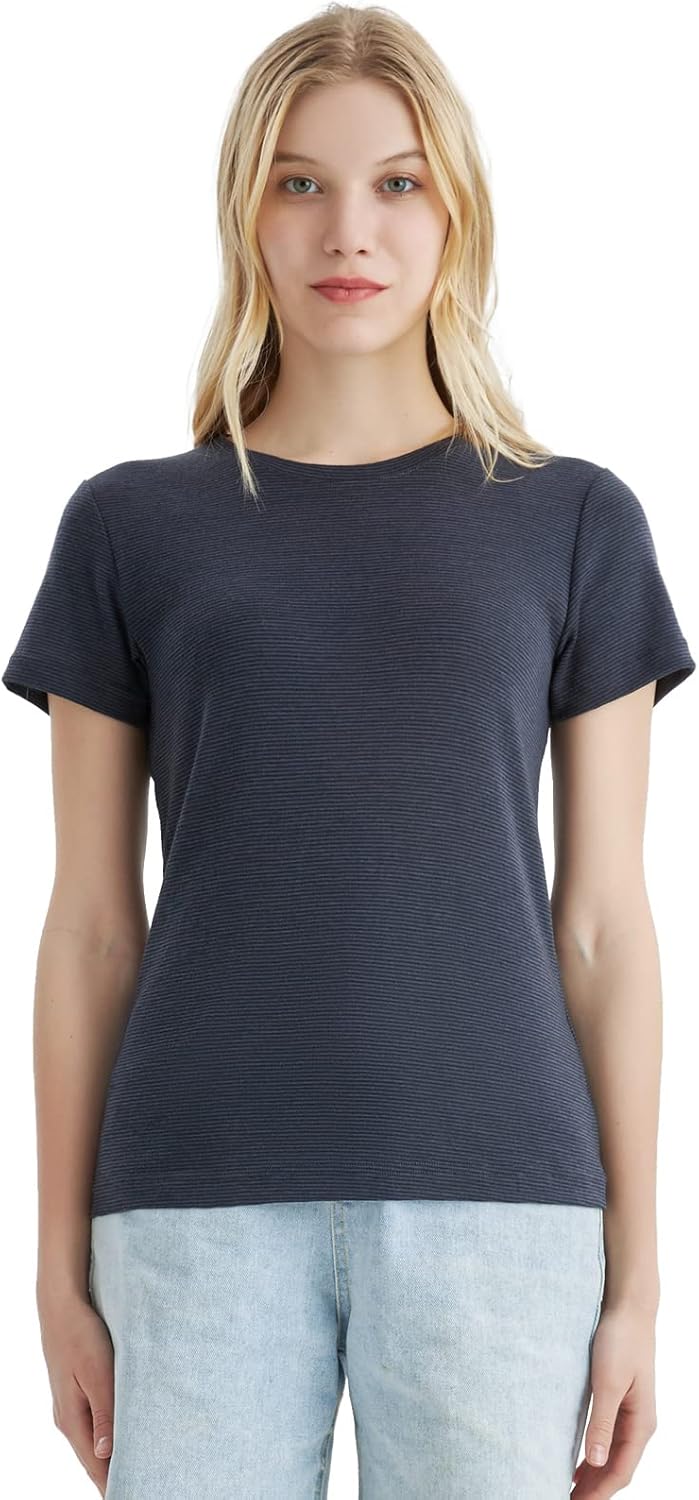 Merino Wool T Shirts for Women - Odor Resistant Crew Neck Tops