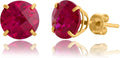 10k Gold 8mm Round Birthstone Stud Earrings - Timeless July Ruby