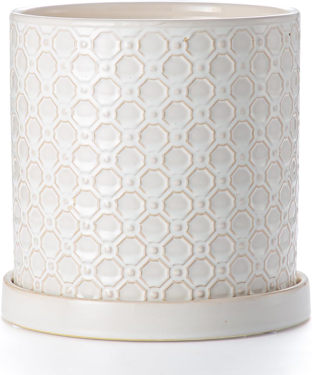 8 Inch Ceramic Plant Pot with Drainage Hole for Indoor Outdoor Use
