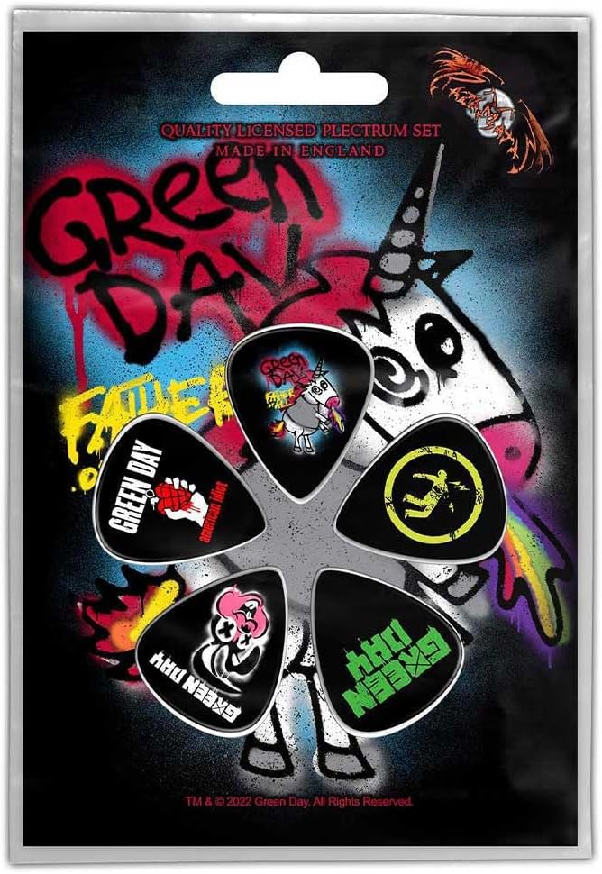 Green Day Guitar Picks 5 Pack - Heart Rock