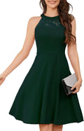 Women Cocktail Halter Lace Dress - Short Vintage Prom