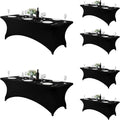 Spandex Table Cover for 8FT Table - Fitted Stretch Tablecloth Black