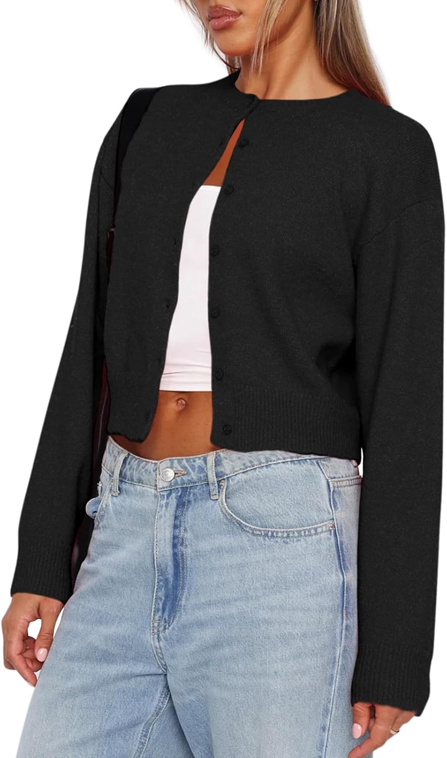 Cropped Cardigan Sweaters for Women - Stylish Y2K Knit Top