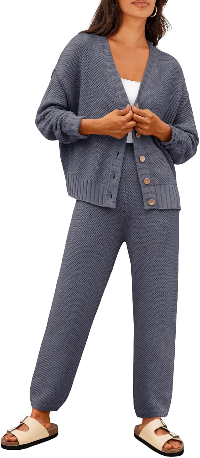 LILLUSORY Womens Cardigan Pants Sets for Stylish Comfort