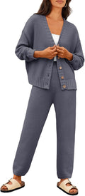LILLUSORY Womens Cardigan Pants Sets 2 Piece Slouchy Sweater Clothing