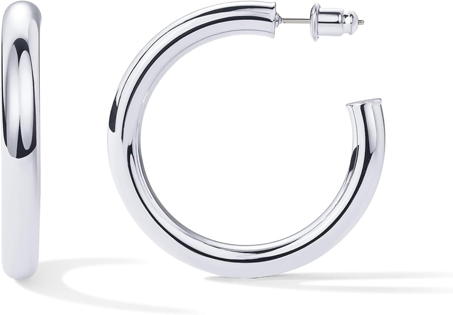 14K Gold Plated Lightweight Chunky Open Hoops for Women