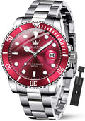 OLEVS Luxury Watches for Men Big Face Stainless Steel Analog