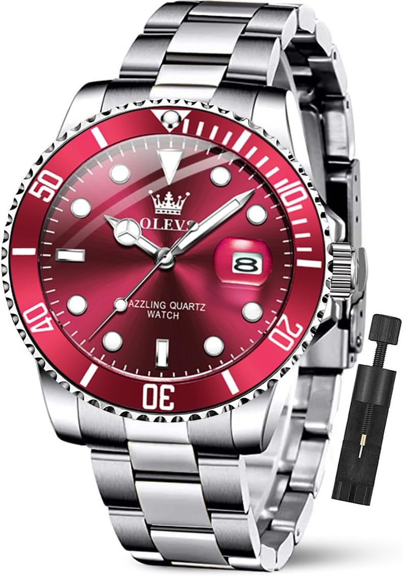 OLEVS Luxury Watches for Men Big Face Stainless Steel Analog