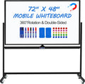 Large Dry Erase White Board with Rolling Stand 72in x 48in